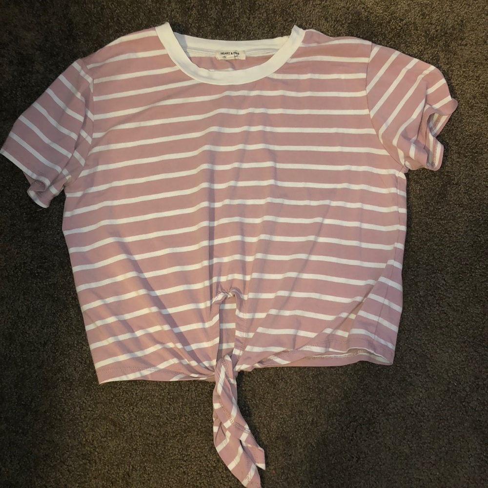 Striped crop top with tie